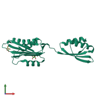 PDB entry 2cve coloured by chain, front view.