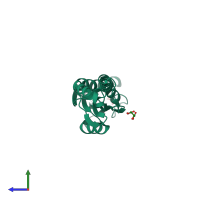 PDB entry 2cve coloured by chain, side view.