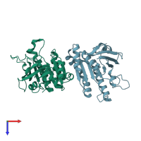 PDB entry 2cvh coloured by chain, top view.