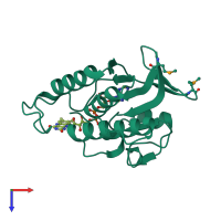 PDB entry 2cvj coloured by chain, top view.