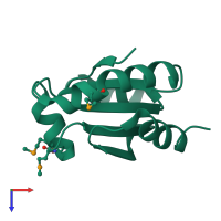 PDB entry 2cvk coloured by chain, top view.