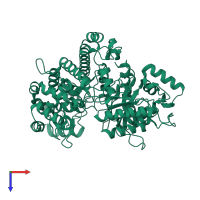 PDB entry 2cvs coloured by chain, top view.