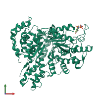PDB entry 2cvt coloured by chain, front view.