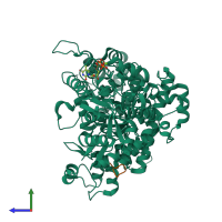 PDB entry 2cvy coloured by chain, side view.