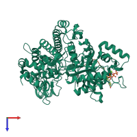 PDB entry 2cvy coloured by chain, top view.