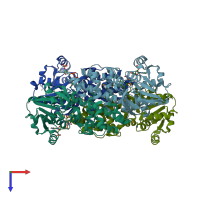 PDB entry 2cvz coloured by chain, top view.