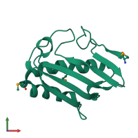 PDB entry 2cw4 coloured by chain, front view.