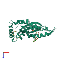 PDB entry 2cw9 coloured by chain, top view.