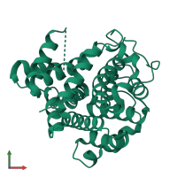 PDB entry 2cwc coloured by chain, front view.