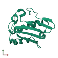 PDB entry 2cwj coloured by chain, front view.