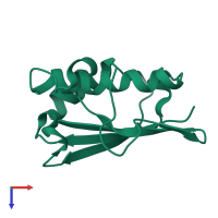 PDB entry 2cwj coloured by chain, top view.