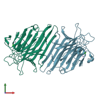 PDB entry 2cwm coloured by chain, front view.