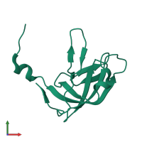 PDB entry 2cwp coloured by chain, front view.