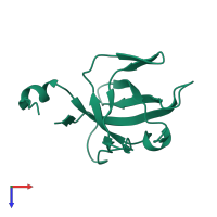 PDB entry 2cwp coloured by chain, top view.