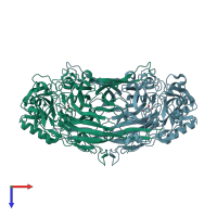 PDB entry 2cwt coloured by chain, top view.