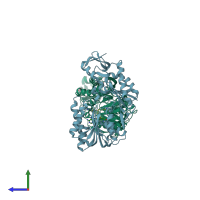 PDB entry 2cww coloured by chain, side view.