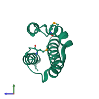 PDB entry 2cwy coloured by chain, side view.