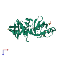 PDB entry 2cx1 coloured by chain, top view.