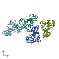 PDB entry 2cx5 coloured by chain, front view.