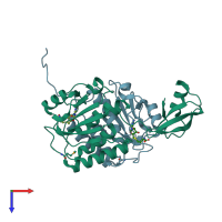 PDB entry 2cx8 coloured by chain, top view.