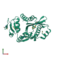 PDB entry 2cxa coloured by chain, front view.