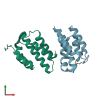 PDB entry 2cxd coloured by chain, front view.