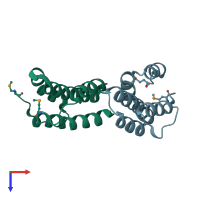 PDB entry 2cxd coloured by chain, top view.