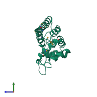 PDB entry 2cxf coloured by chain, side view.