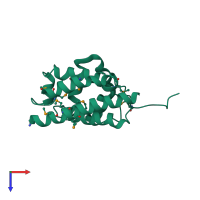 PDB entry 2cxf coloured by chain, top view.