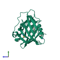 PDB entry 2cxh coloured by chain, side view.
