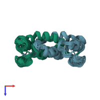 PDB entry 2cxj coloured by chain, ensemble of 20 models, top view.