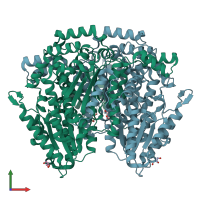 PDB entry 2cxn coloured by chain, front view.