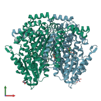PDB entry 2cxp coloured by chain, front view.