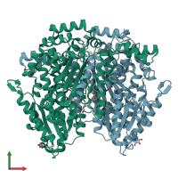 PDB entry 2cxq coloured by chain, front view.