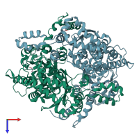 PDB entry 2cxq coloured by chain, top view.