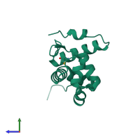 PDB entry 2cxy coloured by chain, side view.