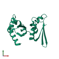 PDB entry 2cy1 coloured by chain, front view.