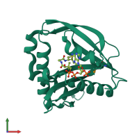 PDB entry 2cy2 coloured by chain, front view.