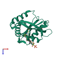 PDB entry 2cy2 coloured by chain, top view.