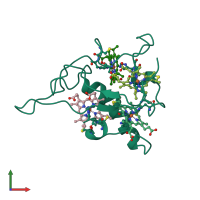 PDB entry 2cy3 coloured by chain, front view.