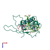 PDB entry 2cy3 coloured by chain, top view.