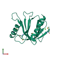 PDB entry 2cy5 coloured by chain, front view.