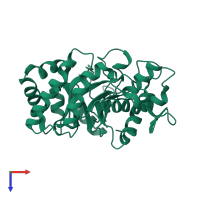 PDB entry 2cyg coloured by chain, top view.