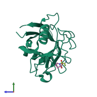 PDB entry 2cyh coloured by chain, side view.
