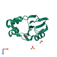 PDB entry 2cyj coloured by chain, top view.
