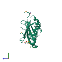 PDB entry 2cyy coloured by chain, side view.