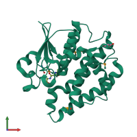 PDB entry 2cz2 coloured by chain, front view.