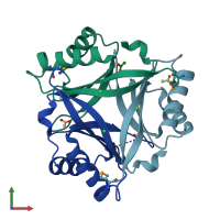 PDB entry 2cz4 coloured by chain, front view.