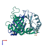 PDB entry 2cz4 coloured by chain, top view.