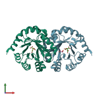 PDB entry 2cz5 coloured by chain, front view.